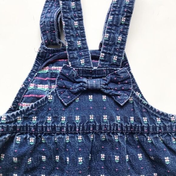 Vintage Oshkosh embroidered floral denim dress 6X - Picture 7 of 8